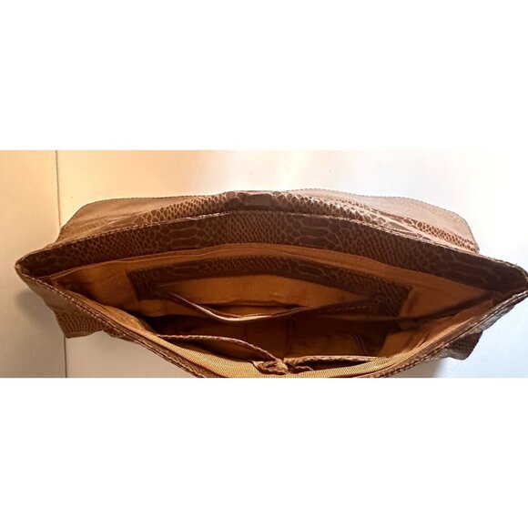 Aldo Brown Snake Print‎ Faux Leather Clutch Bag With Magnetic Snap Closure - Picture 8 of 16